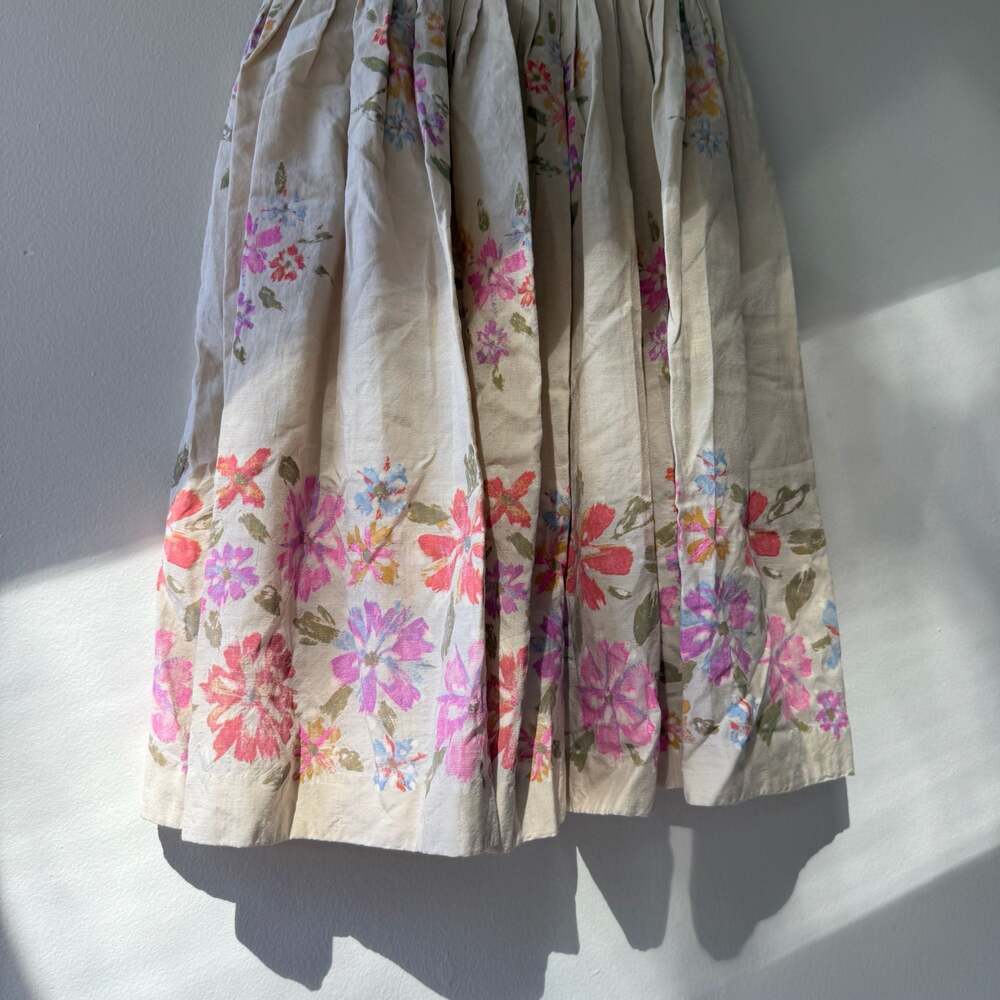 Vintage 1950s Puff Sleeve Floral Print Cotton Midi Day Dress - Picture 6 of 12
